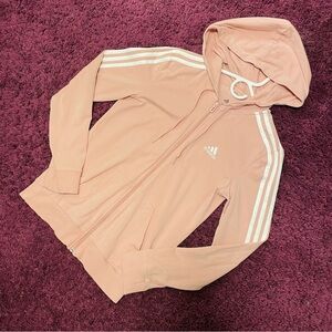 Adidas Pink Essentials 3-Stripes Zip-Up Hoodie XS